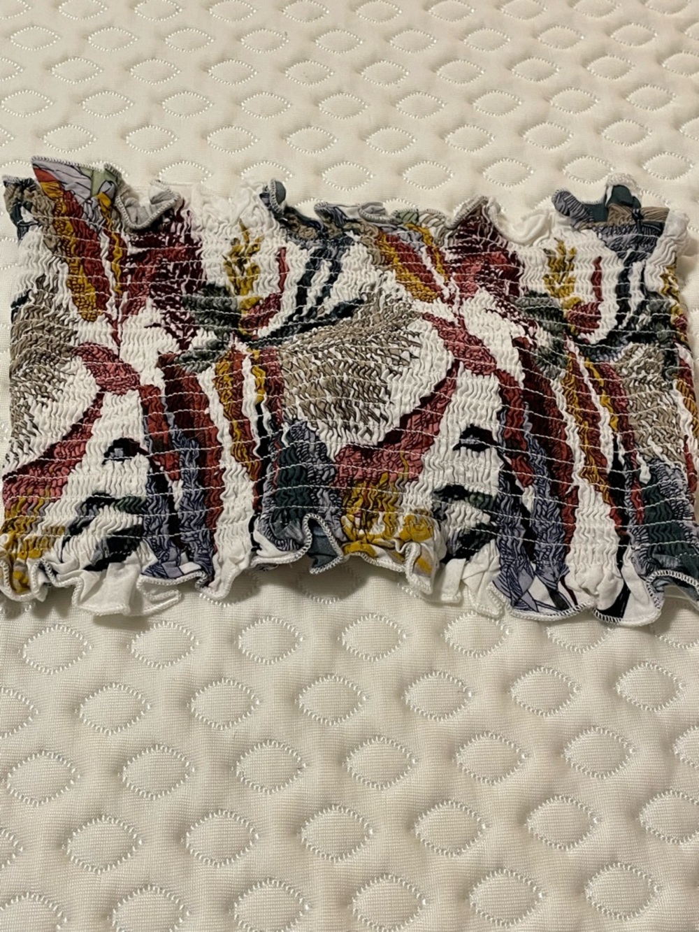 Smocked Floral Bandeau Crop Top in Multi. Item #11451